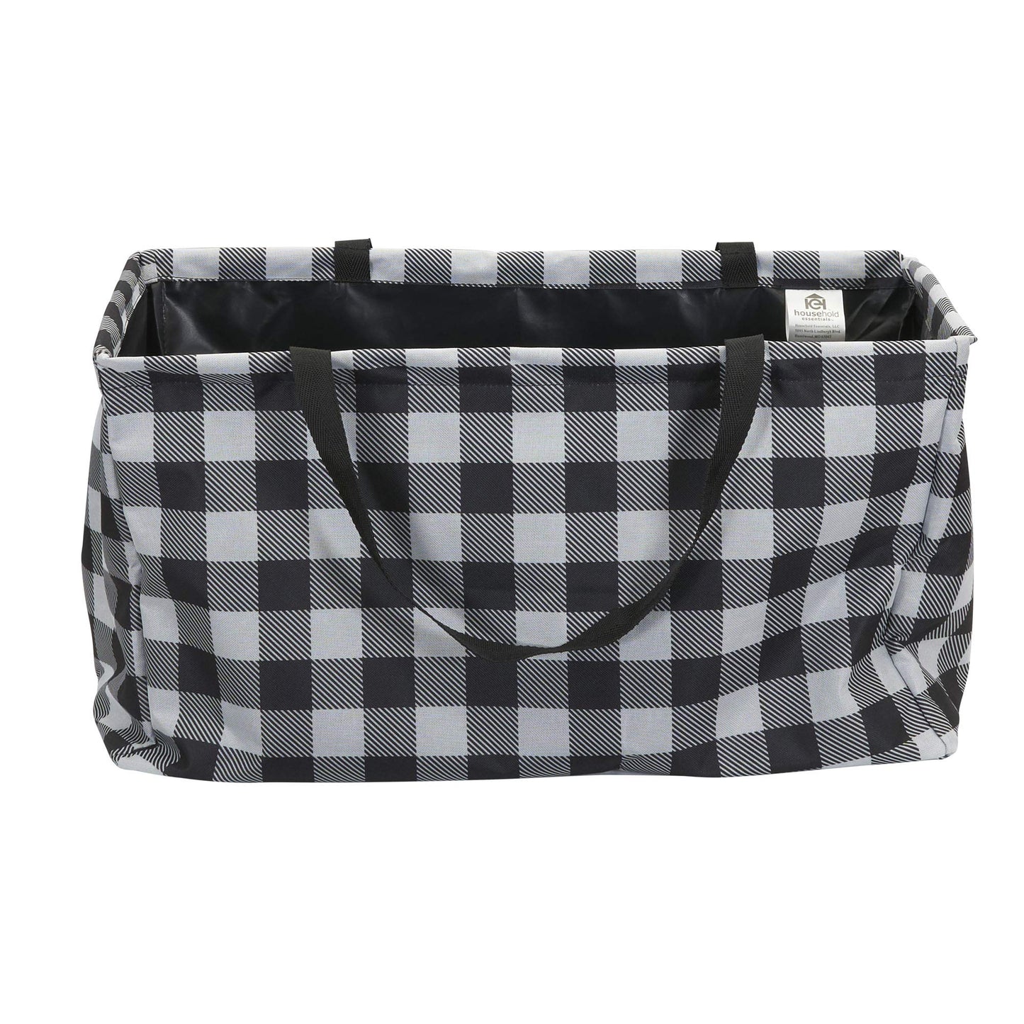Household Essentials Black and White Plaid Krush Container All-Purpose Utility Tote