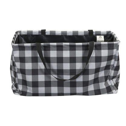Household Essentials Black and White Plaid Krush Container All-Purpose Utility Tote