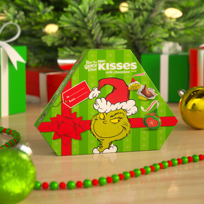 HERSHEY'S KISSES Grinch Milk Chocolate, Christmas Candy Gift Box, 6.5 oz