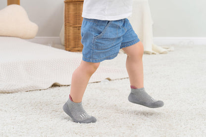 Hstyle Baby Sock Shoes Toddler Walking Shoes Infant Non-Slip Slippers Soft Rubber Sole Sneakers for Baby Boys Girls 12-18 Months Grey