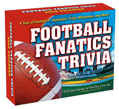 Football Fanatics Trivia 2026 Daily Desk Calendar: Boxed Page-a-Day Sports Quiz Calendar with Day-to-Day NFL & NCAA Facts, Milestones & Game-Day History