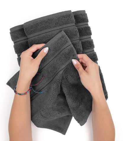 American Soft Linen Luxury 4 Piece Bath Towel Set, 600 GSM 100% Cotton Turkish Bath Towels for Bathroom, 27x54 in Large Bathroom Shower Towels, Dark Gray