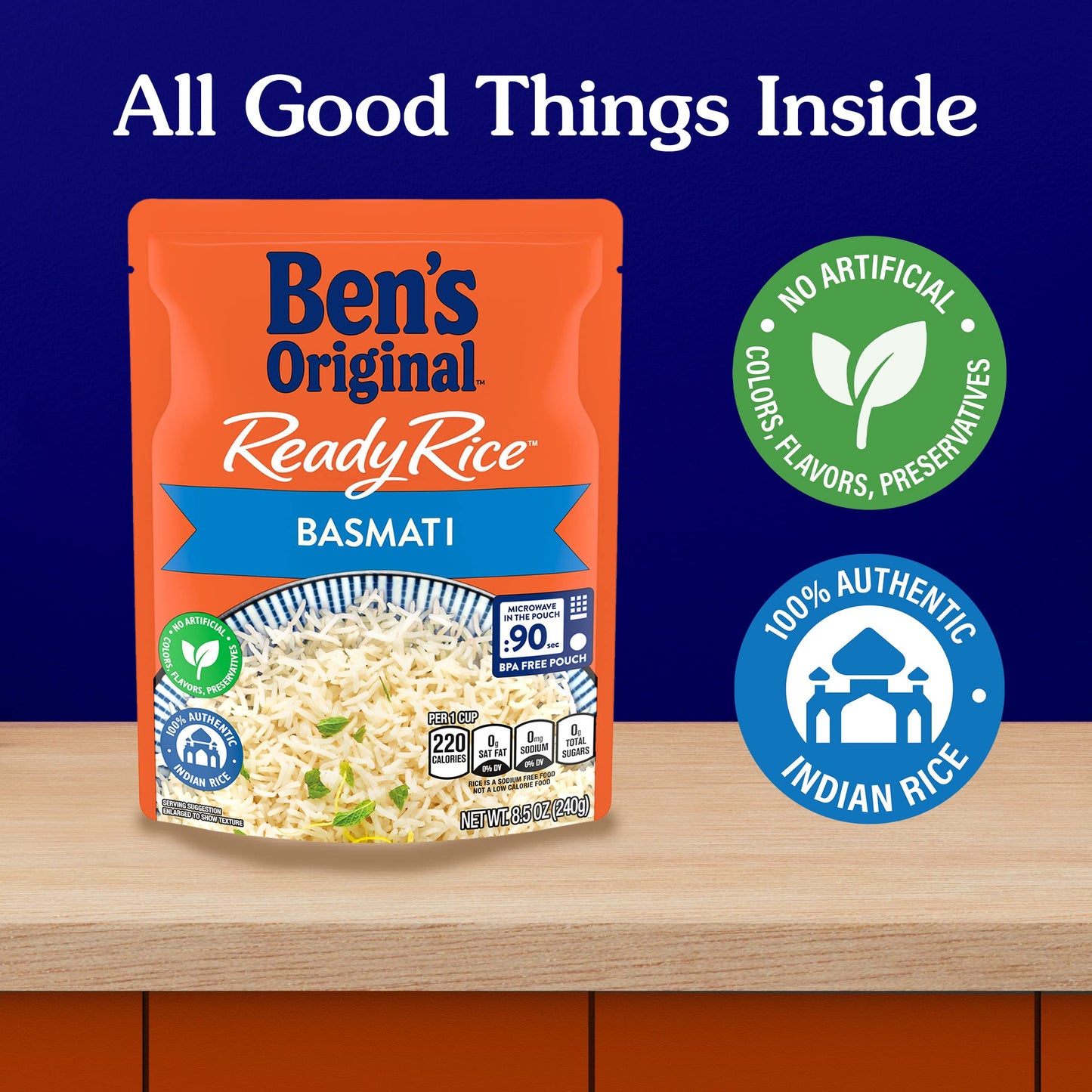 BEN'S ORIGINAL Ready Rice Basmati Rice, Easy Side Dish, 8.5 oz Pouch (Pack of 6)