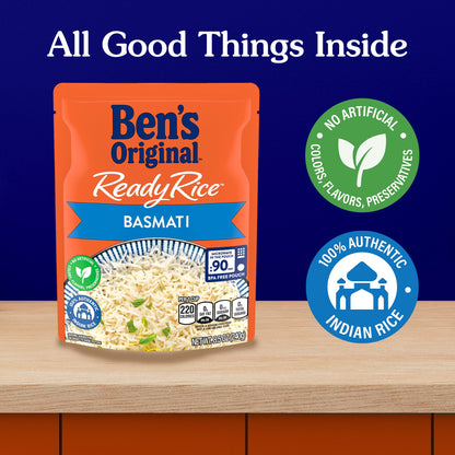 BEN'S ORIGINAL Ready Rice Basmati Rice, Easy Side Dish, 8.5 oz Pouch (Pack of 6)
