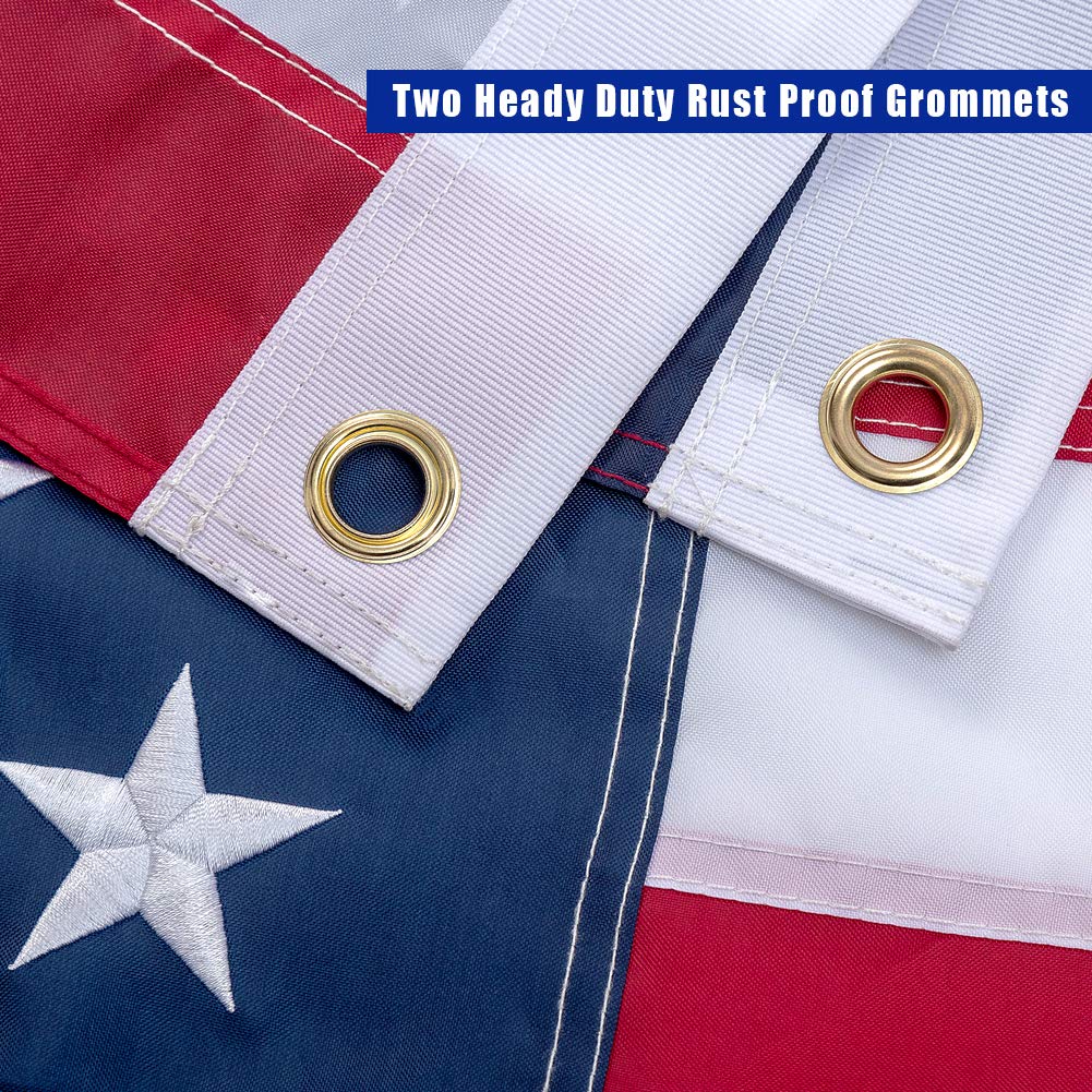 American Flag 5x8 Outdoor Heavy Duty, Embroidered Stars Flag, The Strongest Longest Lasting 5x8 ft American Flag Embroidered Stars/Sewn Stripes/Brass Grommets…