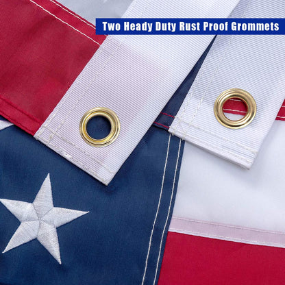 American Flag 5x8 Outdoor Heavy Duty, Embroidered Stars Flag, The Strongest Longest Lasting 5x8 ft American Flag Embroidered Stars/Sewn Stripes/Brass Grommets…