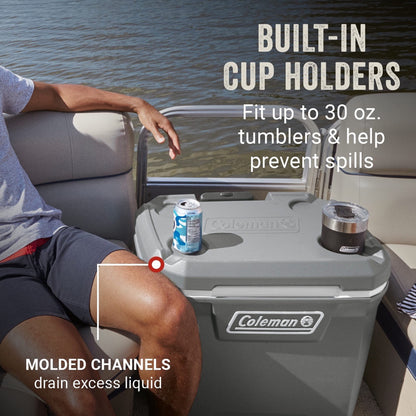 Coleman Classic Series Insulated Portable Wheeled Cooler, Leak-Resistant Outdoor Hard Cooler Keeps Ice up to 5 Days, 65-Quart