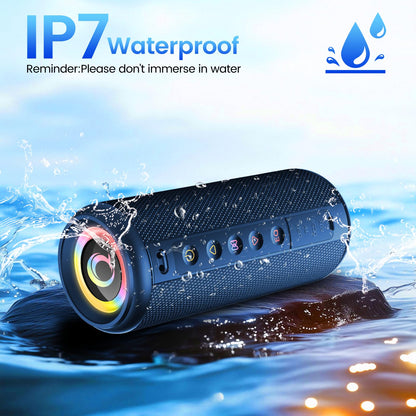 Portable Bluetooth Speaker, 2026 Bluetooth 5.4 Wireless Speaker with 20W HD Loud Stereo Sound, 20H Playtime, LED Lights, IP7, TWS Pairing, Built-in Mic, for Outdoor, Home, Beach, Party, Gift, Blue