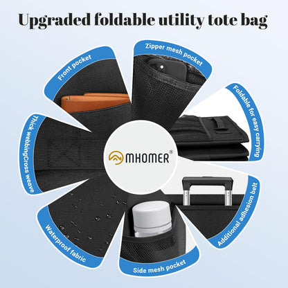 MHOMER Reusable Upright Grocery Bags Extra Waterproof Large Utility Tote Bag with Carrying Handles Foldable Shopping Bags Reinforced Bottom and Side Durable Oxford Fabric Classic Carbon Black