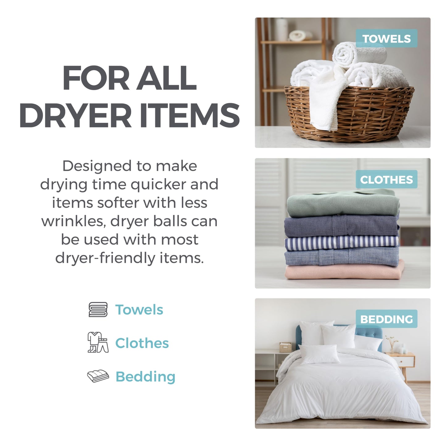 HOME GENIE Wool Reusable Dryer Balls XL, Anti Static Fast Drying Laundry for Pet Hair, Reduces Clothing Wrinkles, Lint, Natural Fabric Softener Essentials, Replace Dryer Sheets, Over 400 Loads 4 Pack