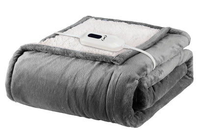 JAQUETEA Heated Blanket Electric Throw Blanket- 50''x60'' Heating Blanket Throw 4 Hours Auto-Off & 4 Heating Levels Over-Heat Protection, Machine Washable Flannel Sherpa,Electric ETL Certification