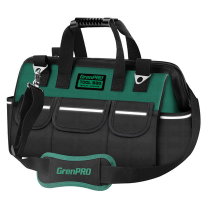 Heavy Duty Tool Bag for Men, 16 Inch Wide Mouth Tool Bags Organizer, Soft Handle Toolbox Storage, Large Zipper Electrician Tool Bag