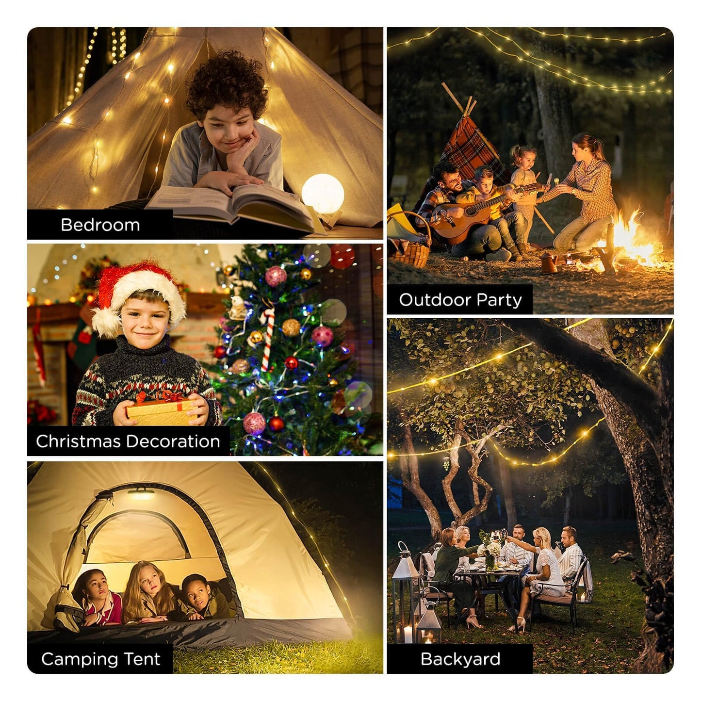 OGERY Camping String Lights, 4 in 1 Quick Storage 32.8FT Rechargeable Tent Lights String with 8 Lighting Modes, Hanging Waterproof Portable LED Lamp for Outdoor Patio Awning Garden Party Essentials