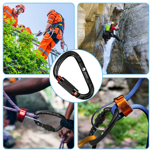 JRSGS Climbing Carabiner 25KN Large Carabiner Clip Auto Locking Carabiner Obtained UIAA Certification Heavy Duty Carabiners Suitable for Rock Climbing, Camping, Gym,Rescue