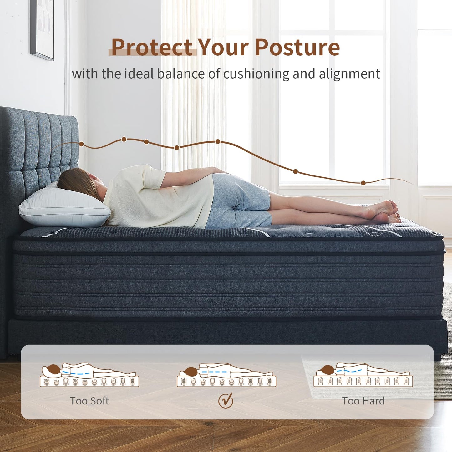 Queblox Queen Mattress, 12 Inch Hybrid Mattress in a Box, Medium Firm,Memory Foam and Individual Pocket Springs for Pressure Relief, CertiPUR-US Certified