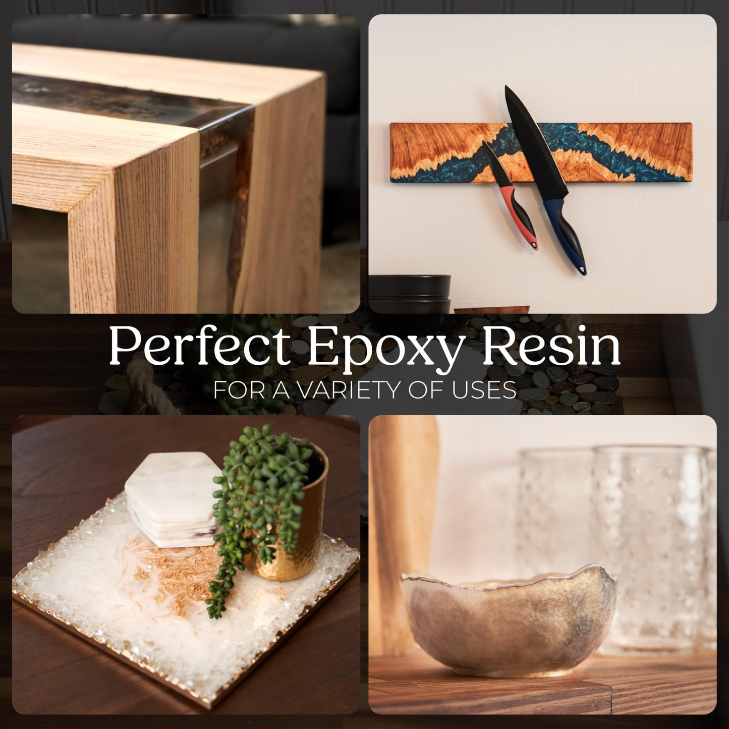 Promise Epoxy Resin Kit 2 Gallon - Crystal Clear, Self Leveling, Food Safe for Table Top, Arts, Wood Casting, Jewelry Making, Use with Mica Powder, Silicone Molds, & Alcohol Ink