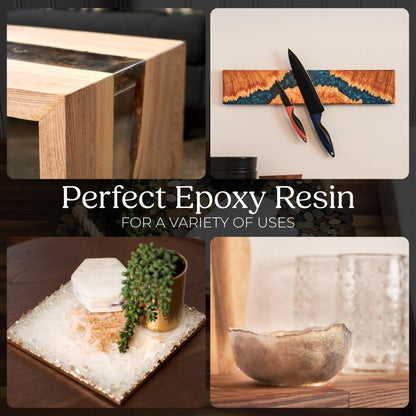 Promise Epoxy Resin Kit 2 Gallon - Crystal Clear, Self Leveling, Food Safe for Table Top, Arts, Wood Casting, Jewelry Making, Use with Mica Powder, Silicone Molds, & Alcohol Ink