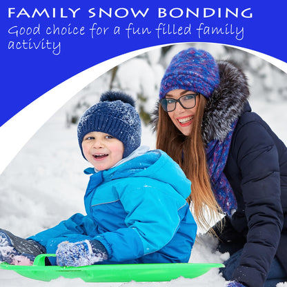 Slippery Racer Heavy-Duty Cold Resistant Downhill Pro Adults and Kids Plastic Outdoor Winter Saucer Disc Snow Sled with Handles (Green, 1 Pack)