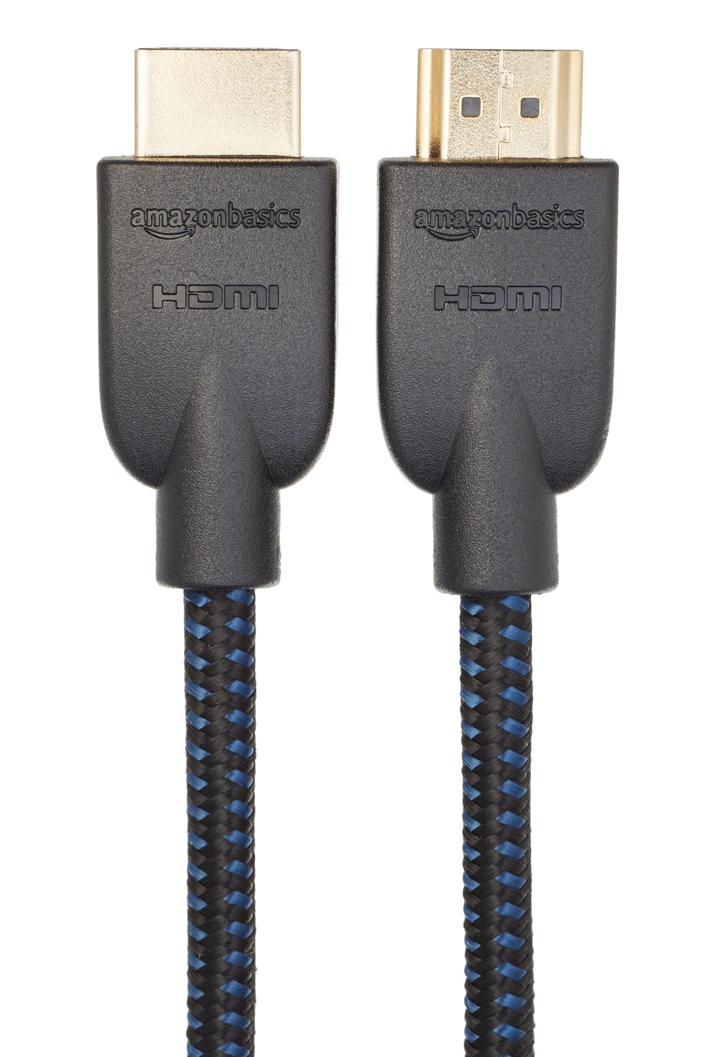 Amazon Basics HDMI Cable 3ft, 4K HDMI 2.0 Cord (18Gbps), Nylon-Braided, 4K@60Hz, 2160p, 48 bit, Compatible with TV/PS5/Xbox/Roku, Black & Blue