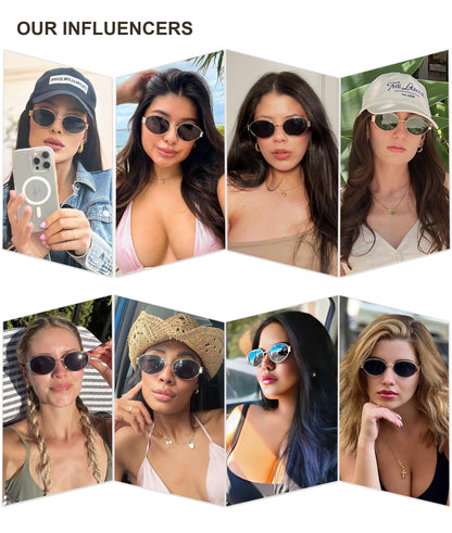 SOJOS Retro Oval Sunglasses for Women Trendy Classic Shades UV400 Protection, Gold/Grey