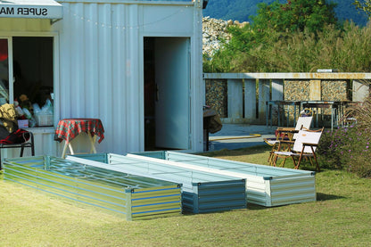 Meberam 12x2x1FT Galvanized Raised Garden Beds Kit Large Outdoor Metal Gardening Planter Box for Vegetable Elevated Flower Herbs, Silver