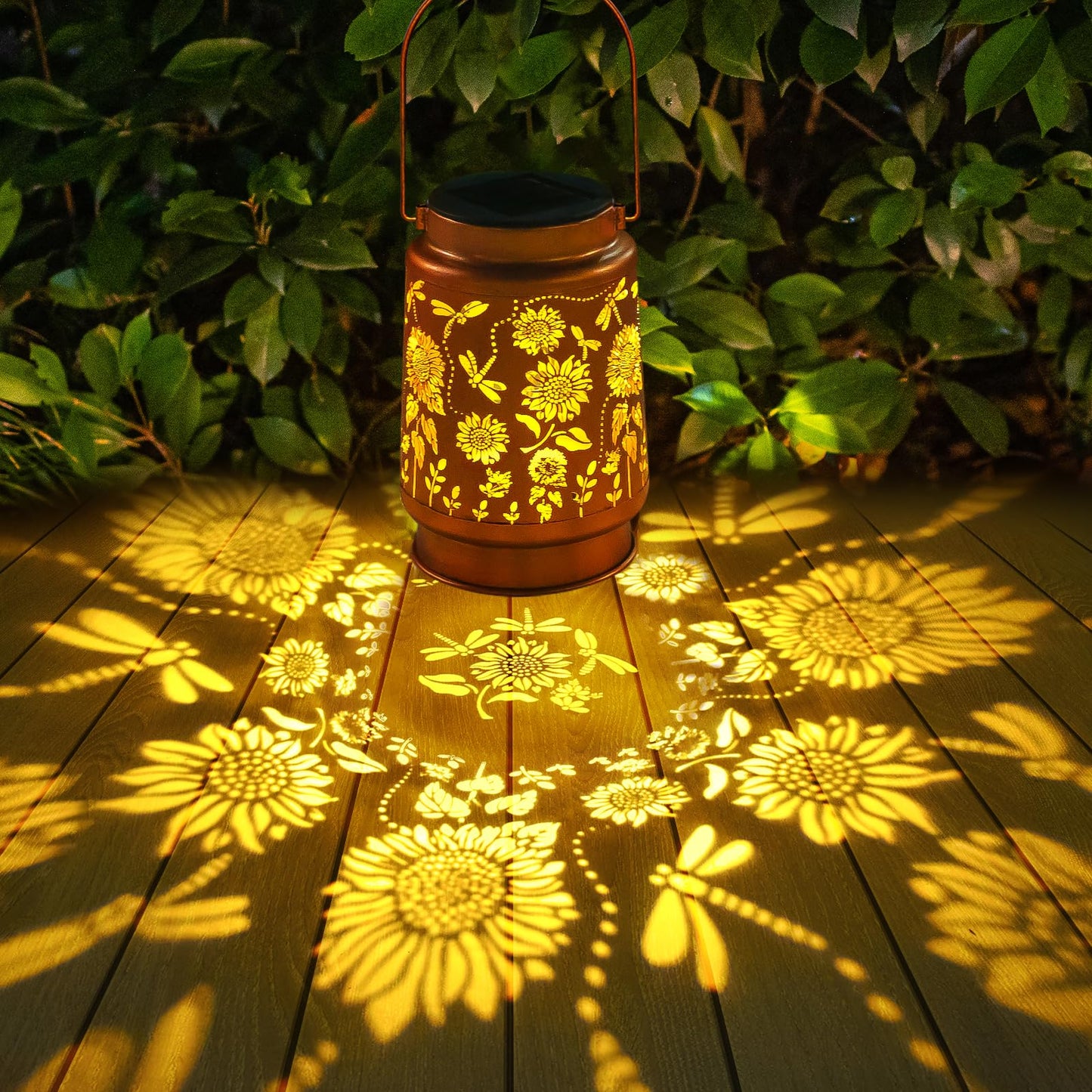 2 Pack Dragonfly Solar Lanterns Outdoor Waterproof Hanging Sunflower Solar Lights Gifts for Women Mom Men Metal Decorative LED Lanterns Outside for Garden, Yard, Patio, Lawn, Porch, Backyard