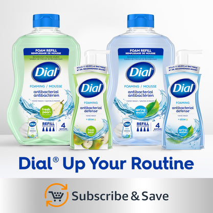 Dial Antibacterial Defense Foaming Hand Soap + Aloe, Spring Water Scent, 52 Fl Oz Hand Soap Refill, Dermatologist-Tested, Gentle on Skin