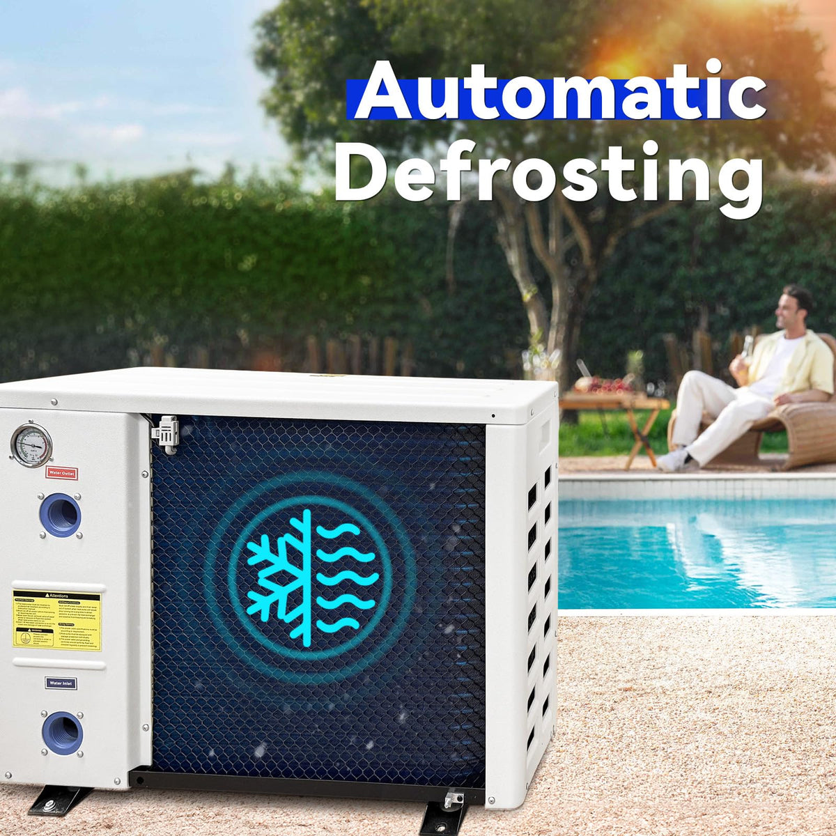 Aquastrong Inverter Swimming Pool Heat Pump, 100,000 BTU 26,000 Gallons Electric Pool Heater for Above Ground and Inground Pool, WiFi Capable Timer, Heating and Cooling Pool Heater 220V