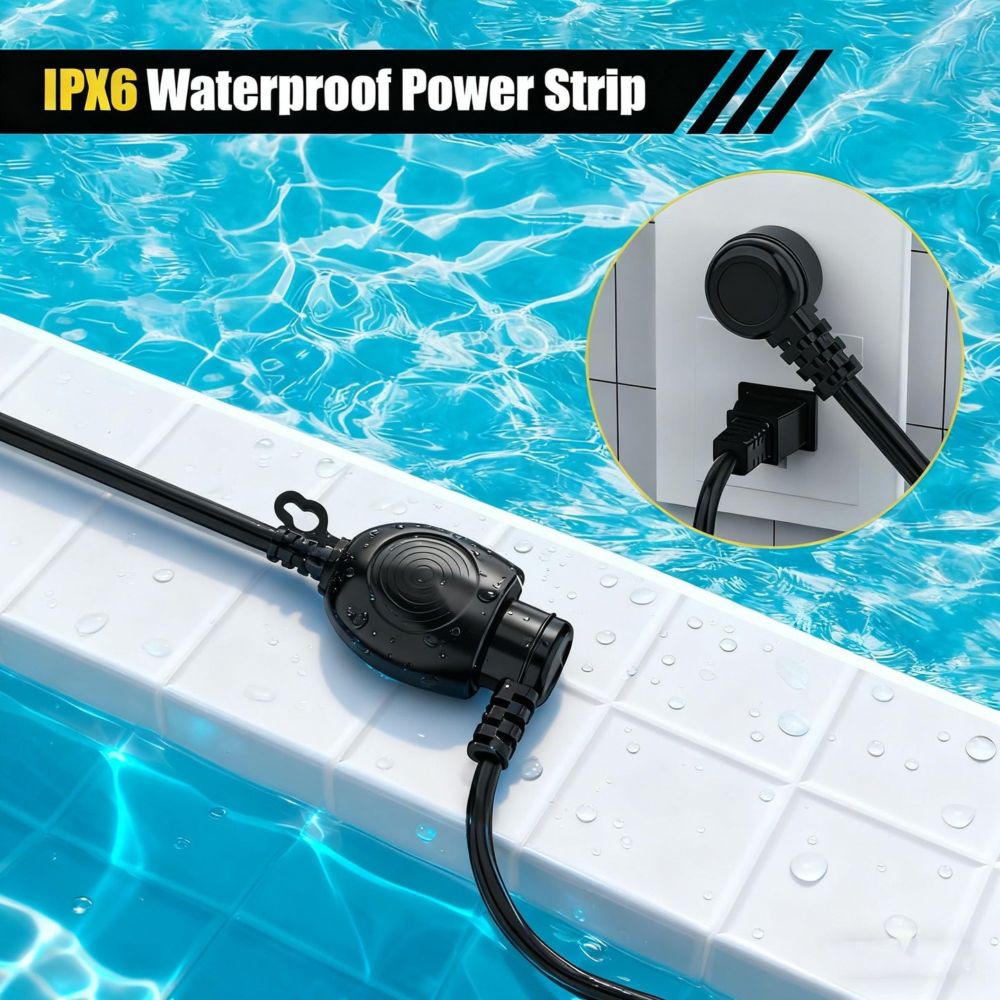 Blackcow Outdoor Power Extension Cord,25 Ft,IPX6 Waterproof, Cold Weather & Fireproof, Heavy Duty 3 Prong Cable,18AWG 125V 10A,FCC/ETL Certified for Outdoor/Indoor Use