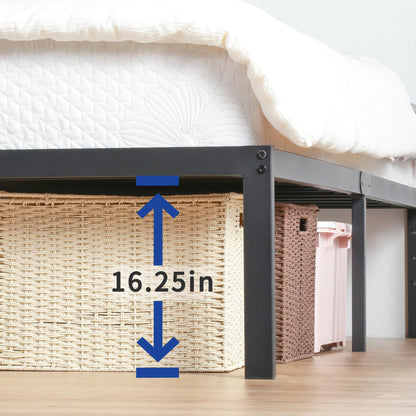 Olee Sleep 18 Inch Heavy Duty Steel Slat Anti-Slip Support, Easy Assembly Platform Bed Frame, Noise Free Steel Mattress Foundation, Maximum Storage, No Box Spring Needed, Black, King Size