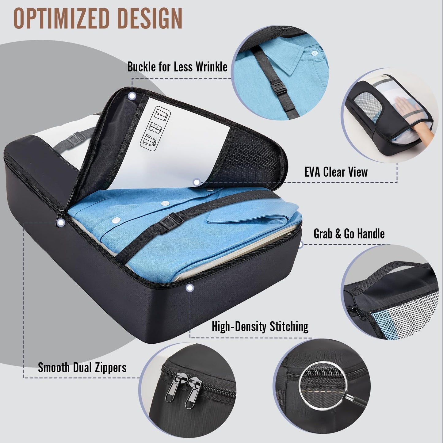 Veken 10 Set/8 Set Packing Cubes for Travel Essentials, Suitcase Organizer Bags in 4 Sizes, Carry-On Luggage Accessories with Laundry & Toiletry Bag, Airplane Must-Have, Road Trip & Camp Gifts for Men