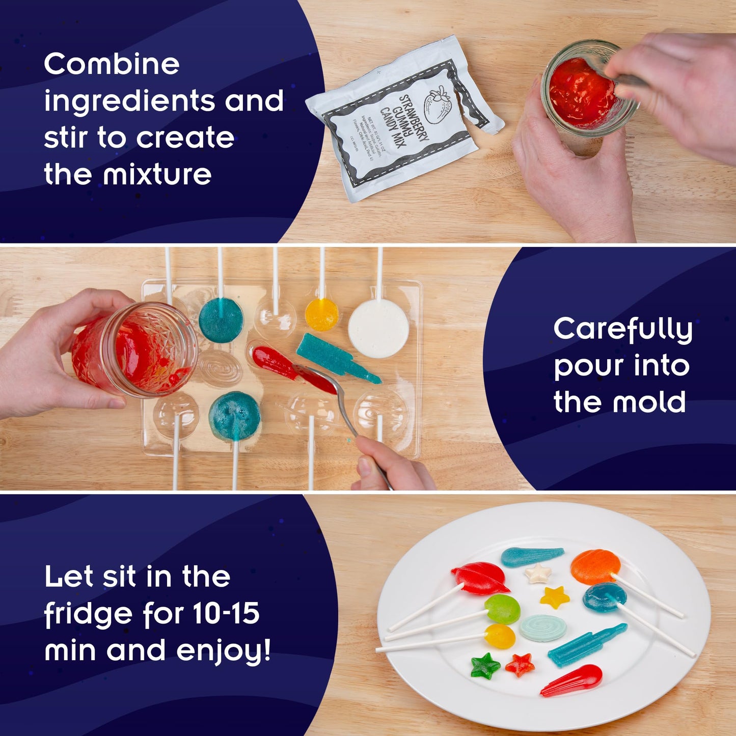 Thames & Kosmos Space Gummy Candy Lab | Tasty Labs STEM Experiment Kit, Make Space-Themed Gummy Pops & Candies, Explore Chemistry in Cooking, Safe to Eat, Made in USA, Food Ingredients Included