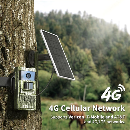 Trail Camera, 2.7K Game Cameras Cellular Trail Cameras with Night Vision Motion Activated IP66 Waterproof 4G LTE Cellular Cam 940nm No Glow Infrared LEDs Solar Powered Live Streaming Security Camera