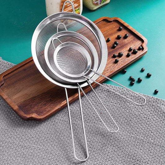 3 Piece Ultra Fine Wire Strainer with Handle, Small Medium Large Sieve Metal Strainer Set, Stainless Steel Sieve Fine Mesh Strainer for Kitchen Rice Juice Quinoa Food Flour Baking