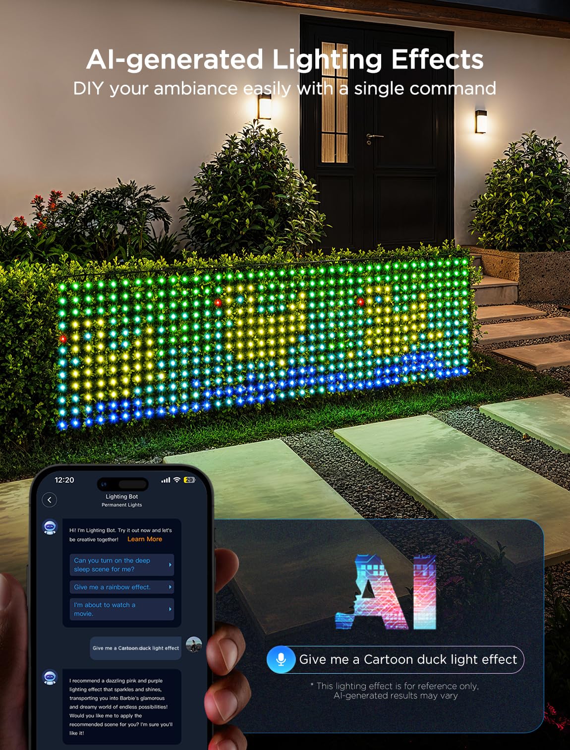 Govee Outdoor Net Lights, 2.8 × 9.4ft with RGBIC and DIY Functions, 480 LEDs Smart Net Lights with 64 Modes for Bush Patio Decor, IP65 Waterproof, Compatible with Alexa & Google Assistant, Green Wire