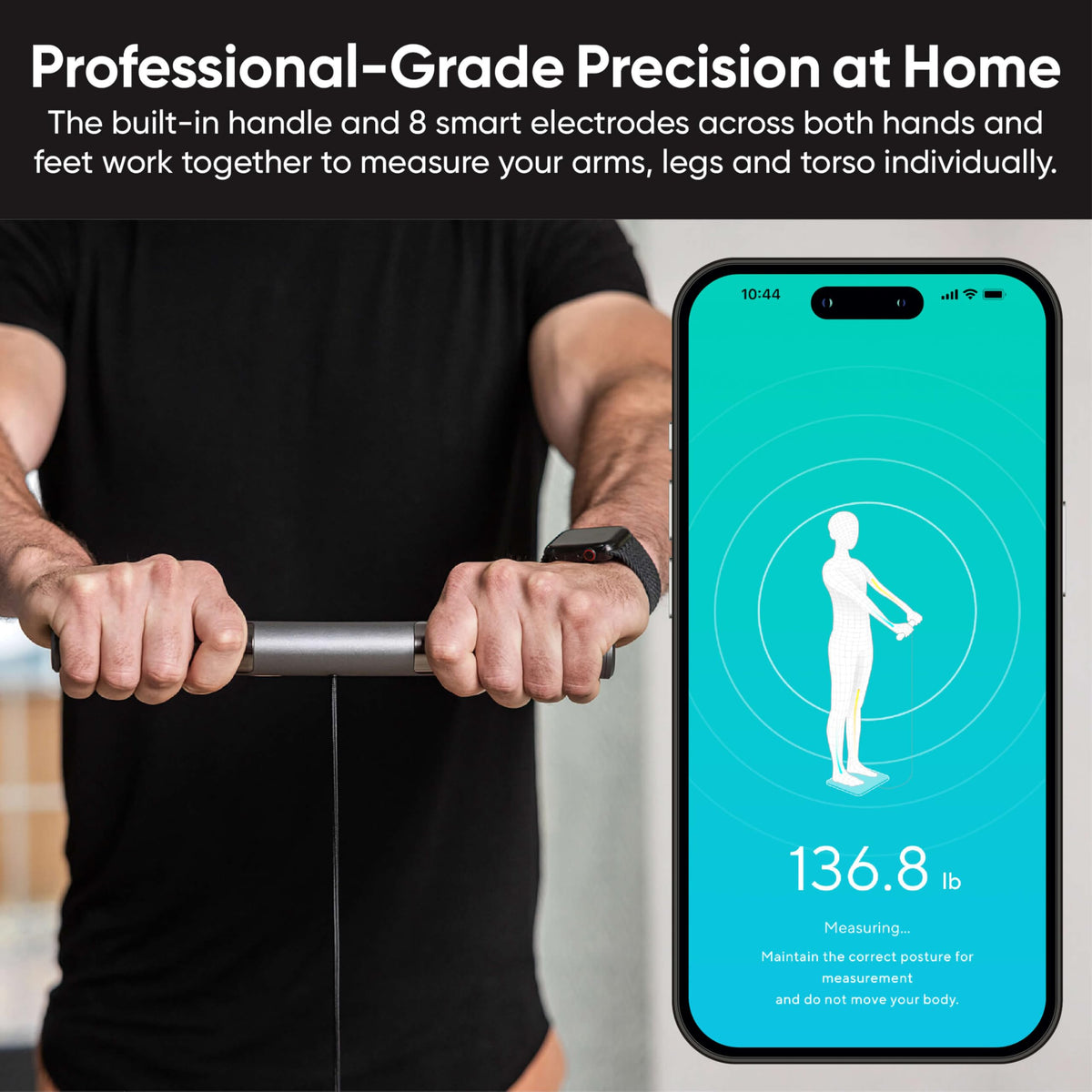 Wyze Scale Ultra BodyScan Smart Scale with Handle – Wi-Fi & Bluetooth Body Composition Scale for Weight, BMI, Body Fat, Muscle Mass, and Segmental Measurement, Black