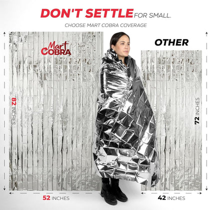 Emergency Blanket 4-Pack Space Mylar Blankets Survival Gear and Supplies Reusable Thermal Camping Hunting Essentials First Aid Car Backpacking Marathon Kit Prepper Go Rave Bug Out Bag Foil Cold Winter