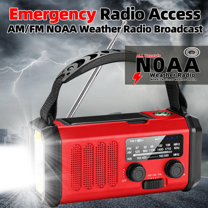 QAUYYW Emergency Weather Radio,37000mWh Portable NOAA/AM/FM Crank Radio, Reading Light, Solar Radio, SOS Emergency Flashlight, Multiple Power Sources,for Hurricanes and Emergencies