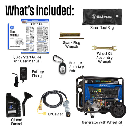 Westinghouse 14500 Peak Watt Tri-Fuel Home Backup Portable Generator, Remote Electric Start, Transfer Switch Ready, Gas, Propane, and Natural Gas Powered