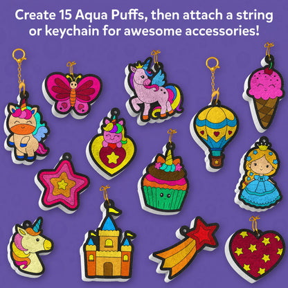 Skillmatics Aqua Puffs - 3D Art Kit, Princesses & Unicorns, Easter Basket Stuffers, Mess-Free Paint by Number Craft, DIY & Inflate Activity, Creative Gift for Girls & Boys Ages 4, 5, 6, 7, 8, 9, 10