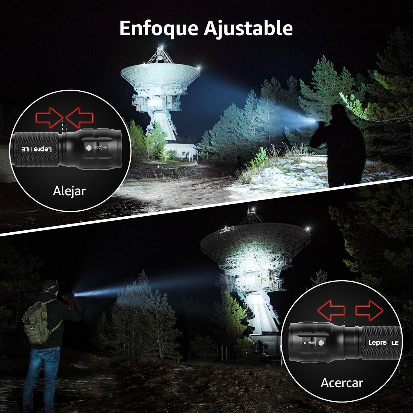 Lighting EVER LED Flashlights High Lumens, Small Flashlight, Waterproof, Adjustable Focus Flash Light for Outdoor, Emergency, Camping, AAA Batteries Included, 2 Pack