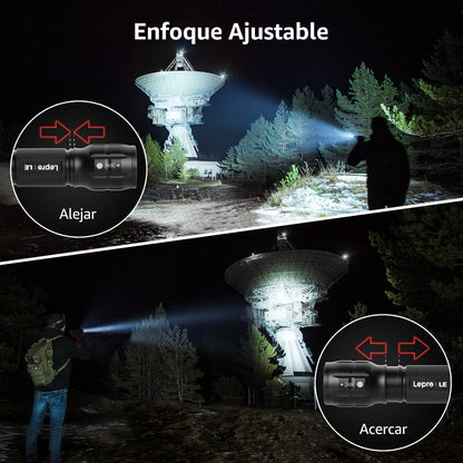 Lighting EVER LED Flashlights High Lumens, Small Flashlight, Waterproof, Adjustable Focus Flash Light for Outdoor, Emergency, Camping, AAA Batteries Included, 2 Pack