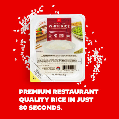 IRIS Instant White Rice (10 Pack), Ultra Premium Japanese Short Grain Sushi Sticky Rice, Microwave for 80 seconds (1.2 Minutes), Gluten Free Vegan, Grown Polished and Packed in Japan
