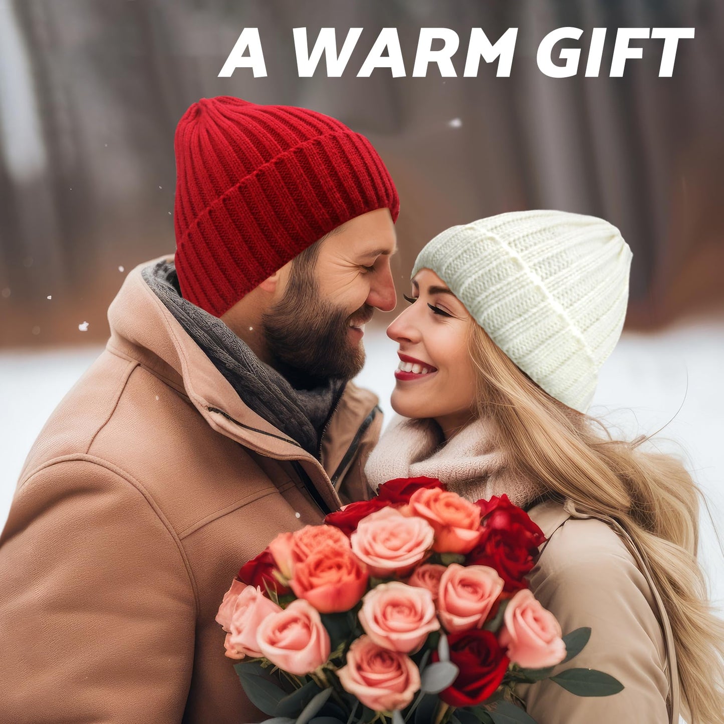 PFFY Warm Beanie Hat for Women Winter Warm Knit Beanies Hats Skull Cap Blue