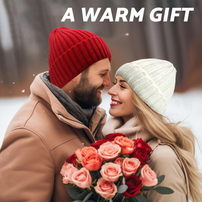 PFFY Warm Beanie Hat for Women Winter Warm Knit Beanies Hats Skull Cap Blue