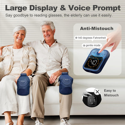 KingPavonini Cordless Knee Massager for Pain Relief, Newly 4 Motors Vibration, 5 Heat Levels, 6 Massage Modes, Knee Heating Pad for Knee Pain, Heated Knee Massager Brace, for Mom Dad (Blue 2.0)