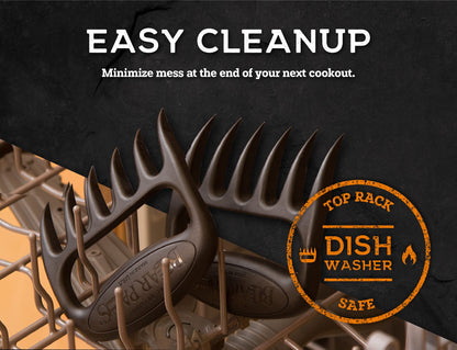 Bear Paws Meat Claws - The Original BBQ Meat Shredder Claws for Pulled Pork, USA Made - Easily Lift, Shred, Pull and Serve Pork, Chicken, Brisket and Turkey - Valentine’s Day Gifts for Men (Black)