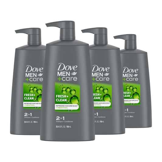 DOVE MEN + CARE 2-in-1 Shampoo and Conditioner Fresh and Clean 4 Count Nourishes and Invigorates Helps Strengthen Hair 25.4 oz