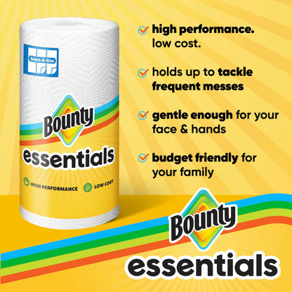 Bounty Essentials Select-A-Size Paper Towels, White, 2 Triple Rolls = 6 Regular Rolls (Packaging May Vary)