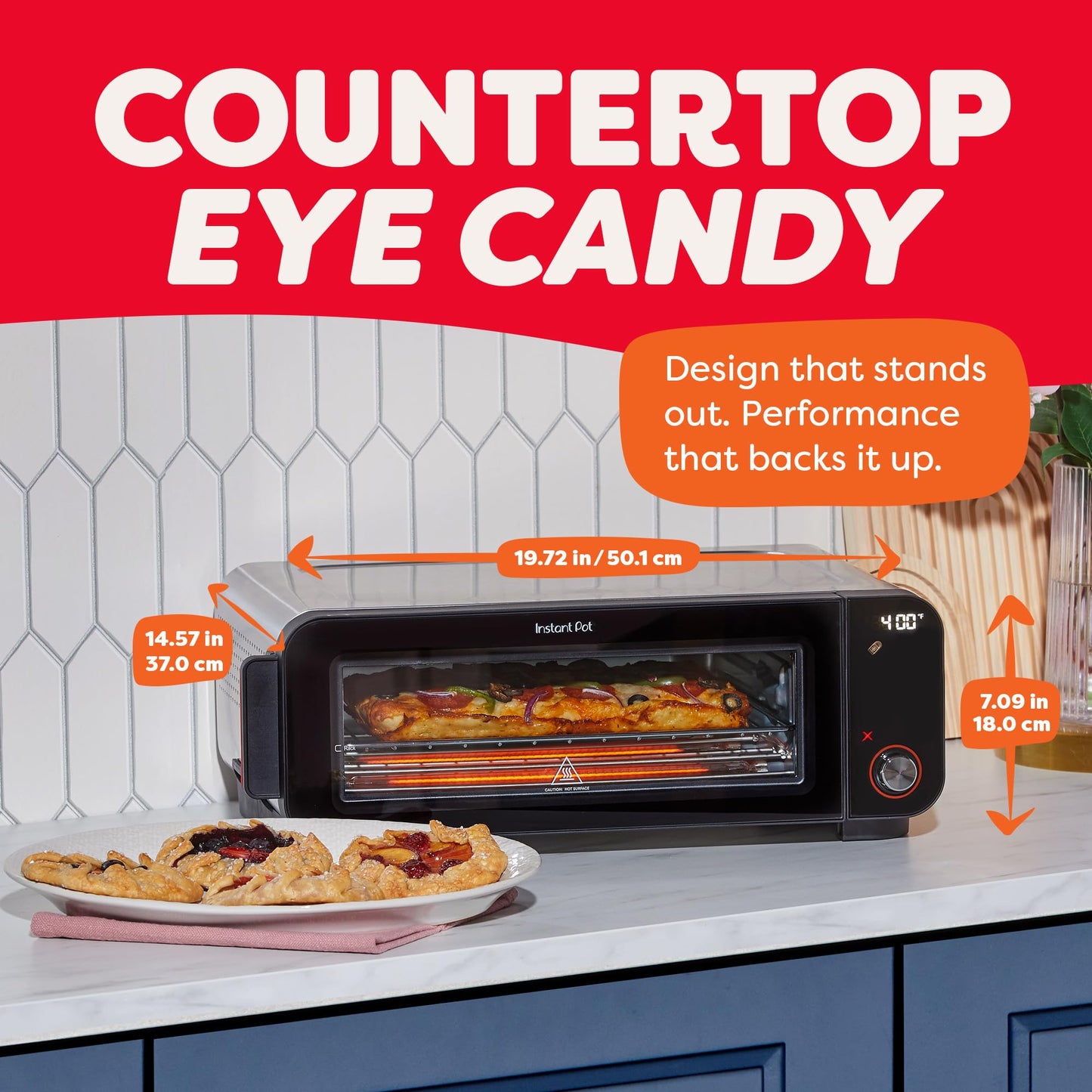 Instant Pot No Preheat Required* 6-in-1 Pizza and Toaster Oven with InstantHeat Technology, Fits a 12" Fresh or Frozen Pizza, Bake, Toast, Broil, & Reheat